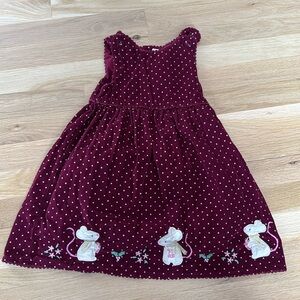 Jojo Maman Bebe corduroy jumper with adorable appliquéd mice
